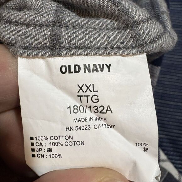 Old Navy Mens XXL Vintage Flannel Shirt Plaid Long Sleeve Button Up Regular Fit - Picture 4 of 7